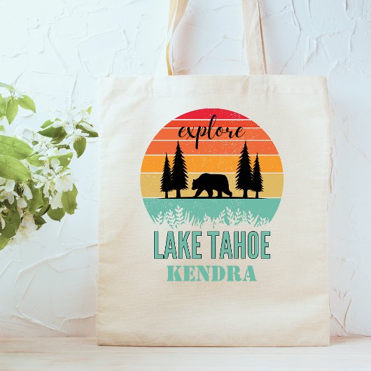 Tote Bag Retro Lake Tahoe California Bear