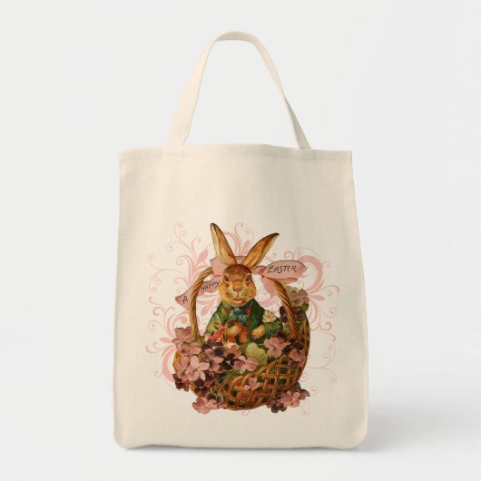 Tote Bag Rétro lapin de Pâques Fourre-tout (Devant)