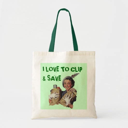 TOTE BAG RÉTRO LE COUPEUR DE COUPONS-PRIMES HEUREUX MET EN (Devant)