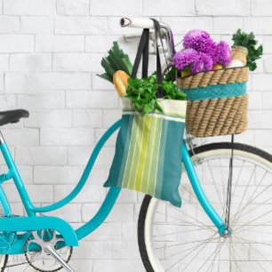 Tote Bag Rétro Lime et Aqua "Surfboard" Fourre-tout rayé