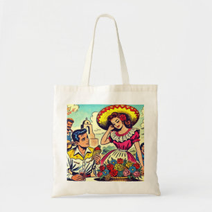 Tote Bag Retro Love Couple Comic
