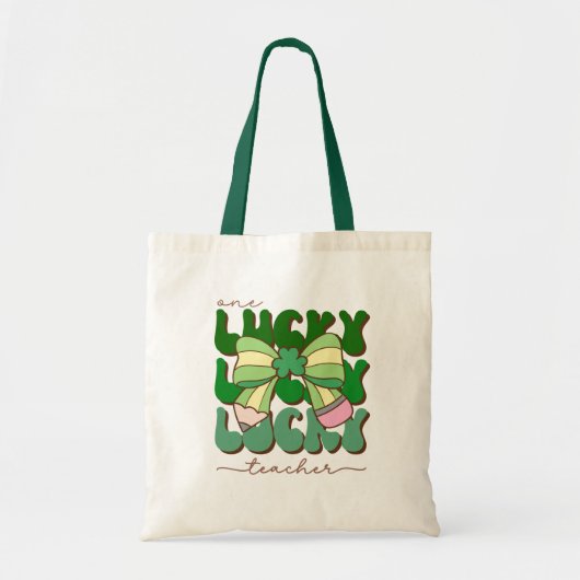 Tote Bag Retro Lucky Teacher with Coquette Pencil Bow (Devant)