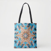 Tote Bag Rétro Mandala Bleu et orange (Devant)