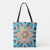 Tote Bag Rétro Mandala Bleu et orange (Dos)