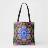 Tote Bag Rétro Mandala bleu violet et jaune (Devant)