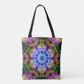 Tote Bag Rétro Mandala bleu violet et jaune (Dos)