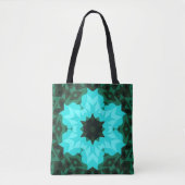 Tote Bag Retro Mandala Flower bleu et vert (Devant)