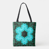 Tote Bag Retro Mandala Flower bleu et vert (Dos)