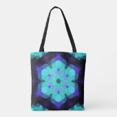 Tote Bag Retro Mandala Flower bleu violet et vert (Dos)