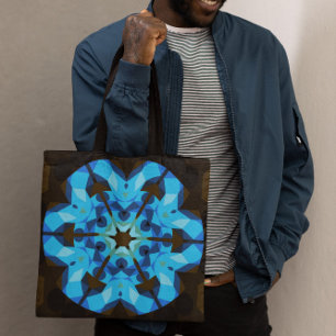 Tote Bag Retro Mandala Flower Blue et Orange