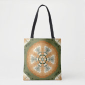 Tote Bag Retro Mandala Orange Vert et Blanc (Devant)