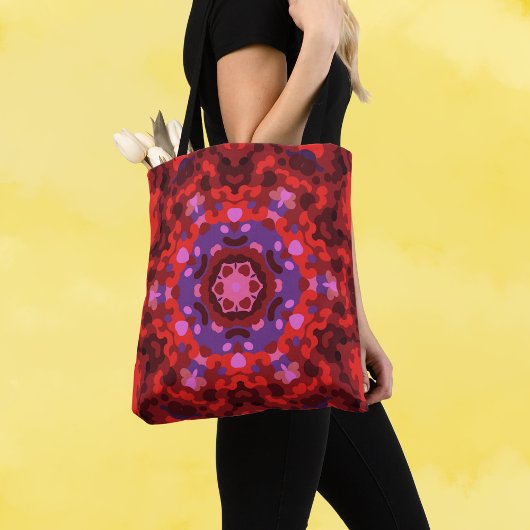 Tote Bag Rétro Mandala rouge et violet