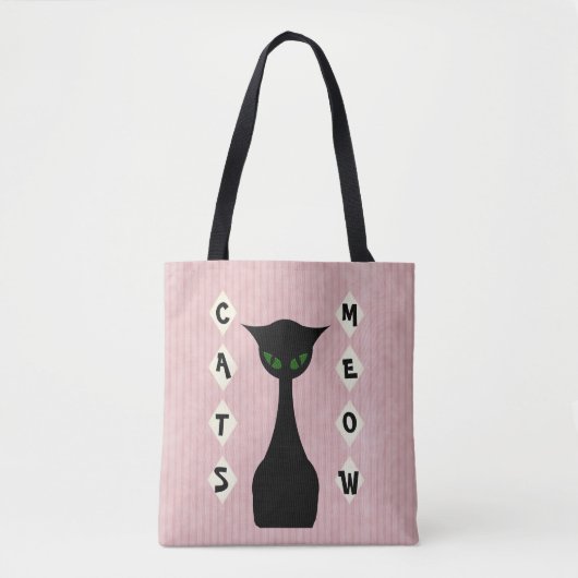 Tote Bag Rétro Meow de chats Mi-Siècle-Moderne (Devant)