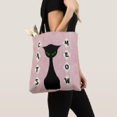 Tote Bag Rétro Meow de chats Mi-Siècle-Moderne (De près)
