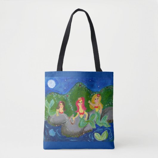 Tote Bag Retro Mermaid Grotto Folk Art (Devant)