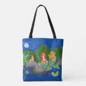 Tote Bag Retro Mermaid Grotto Folk Art (Dos)