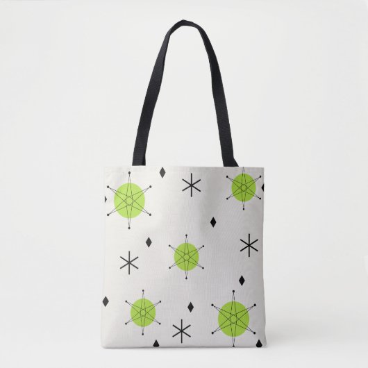 Tote Bag Retro Mid Mod Starburst Sky Chartreuse (Devant)