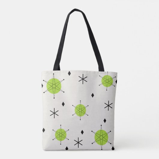Tote Bag Retro Mid Mod Starburst Sky Chartreuse (Dos)