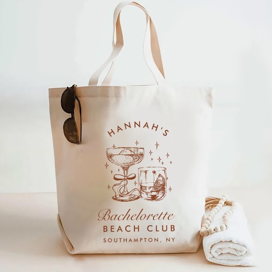 Tote Bag Retro Modern Blue & Brown Bachelorette Weekend