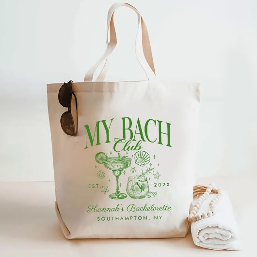Tote Bag Retro Modern Green & Yellow Bachelorette Weekend