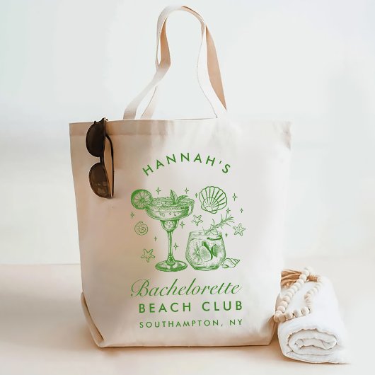 Tote Bag Retro Modern Green & Yellow Bachelorette Weekend