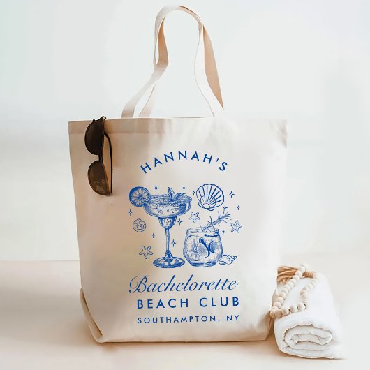 Tote Bag Retro Modern Pink & Blue Bachelorette Weekend