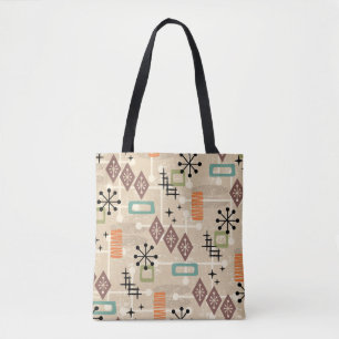 Tote Bag Rétro Moderne du Milieu du Siècle Abstrait Atomiqu