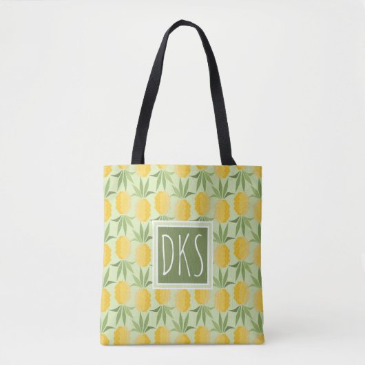 Tote Bag Rétro monogramme des ananas | (Devant)