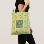 Tote Bag Rétro monogramme des ananas | (De près)