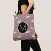 Tote Bag Rétro monogramme des Flamants roses | (De près)