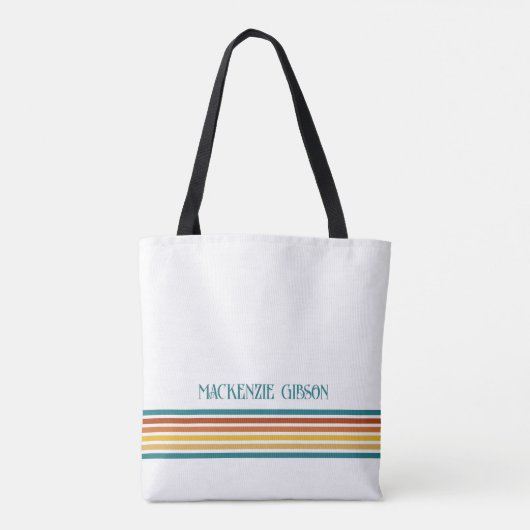 Tote Bag Retro Monogrammed Minimalist Stripes (Dos)