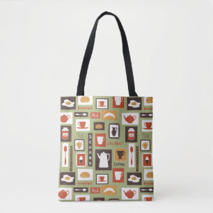 Tote Bag Rétro motif avec des plats de cuisine pour le