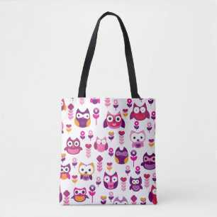 Tote Bag rétro motif coloré d'oiseau de hibou
