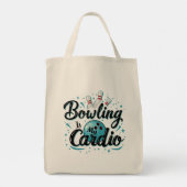 Tote Bag Retro Neon "Bowling Is My Cardio" Funny Bowling (Dos)