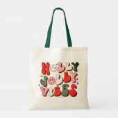 Tote Bag Retro Noël Holly Jolly Vibes Vacances tendance (Dos)