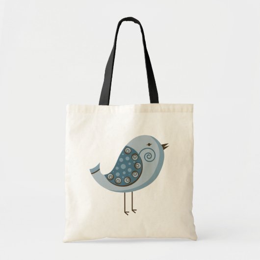 Tote Bag Rétro oiseau bleu (Devant)