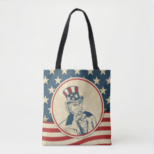 Tote Bag Retro Oncle Sam Étoiles et Motifs