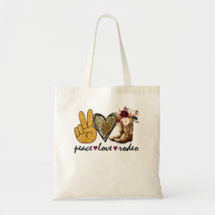 Tote Bag Retro Peace Love Rodeo Cowboy Bottes Pays de l'Oue