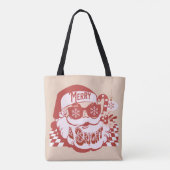 Tote Bag Retro Père Noël Joyeux Noël rose (Dos)