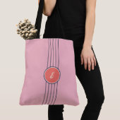 Tote Bag Retro Personnalisé rose et corail rouge (De près)
