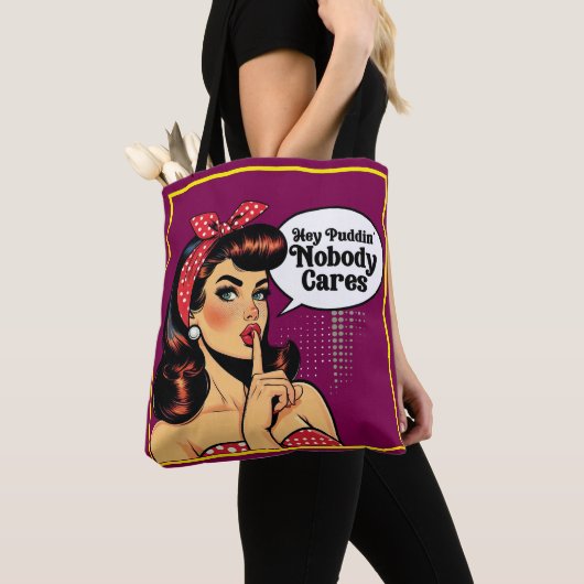 Tote Bag Retro Pinup_ Hey Pudding (De près)