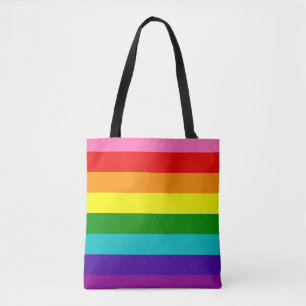 Tote Bag Rétro rayure d'arc-en-ciel