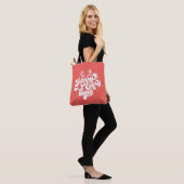Tote Bag Retro Red White Merry tout Joyeux Noël (Sur le modèle)