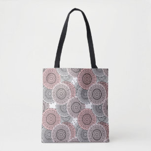 Tote Bag Rétro, rétro motif, bleu et rose, élégant