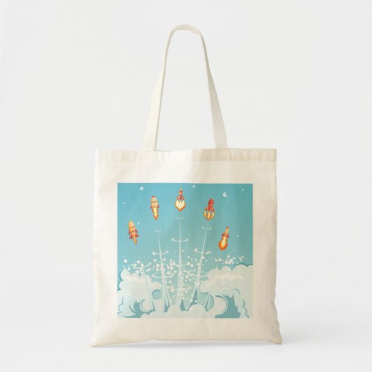 Tote Bag Retro Rocket Navire Lancement d'Art Spatial Futuri (Devant)