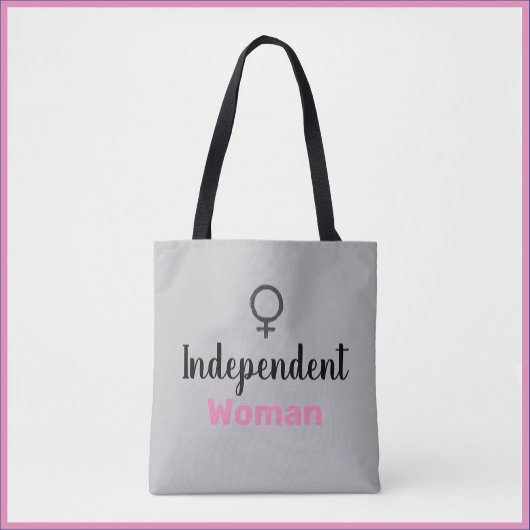Tote Bag Rétro rose et noir femme indépendante