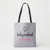 Tote Bag Rétro rose et noir femme indépendante (Devant)