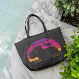 Tote Bag Retro Sunset Capybara Et Oiseau