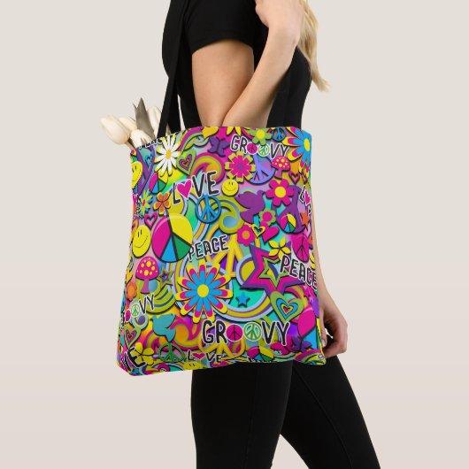 Tote Bag Retro Super FUN 60's Sixties Funky (De près)