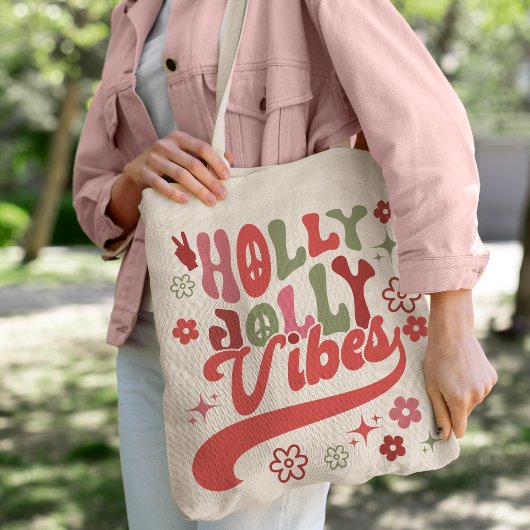 Tote Bag Retro Super Holly Jolly Vibes